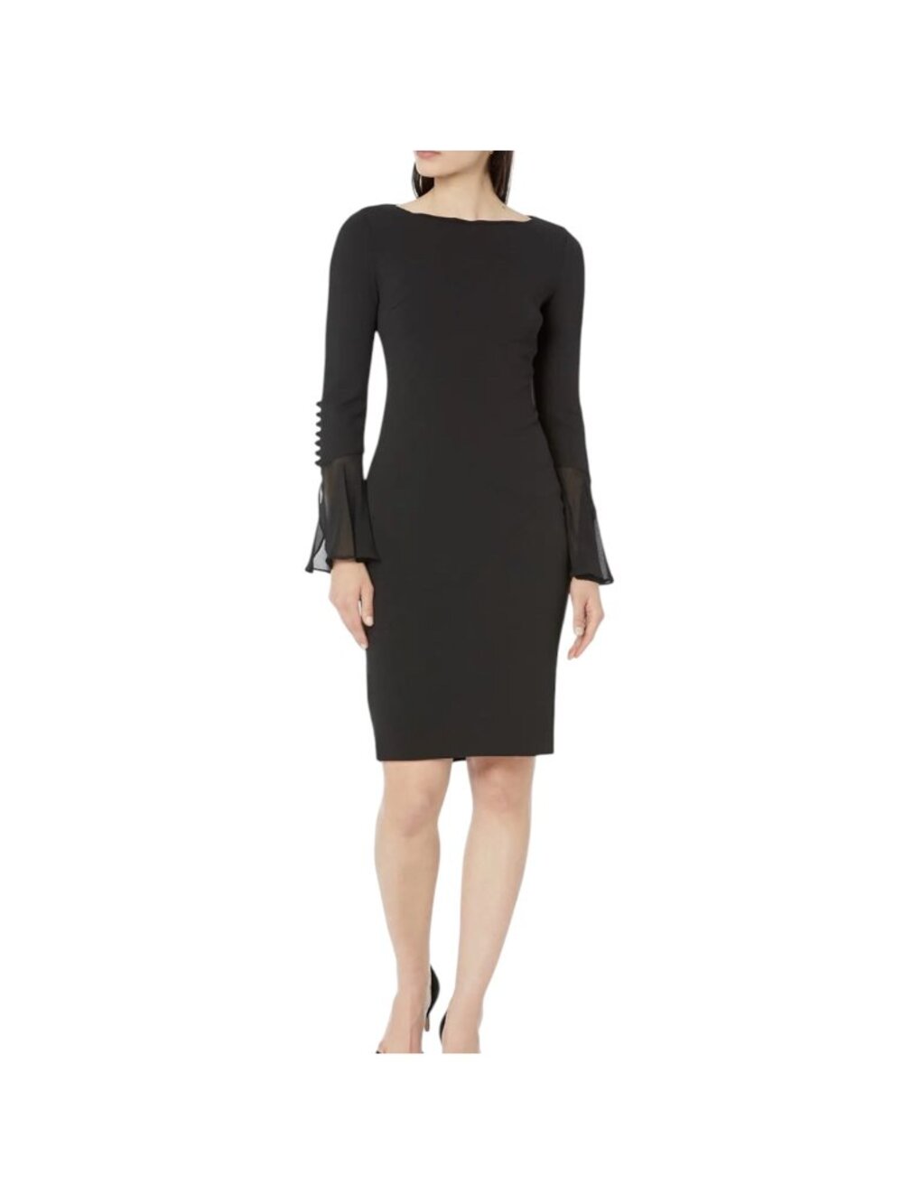 Calvin Klein Women's Black Sheath Dress With Bell Cuff Sleeves Size 18W